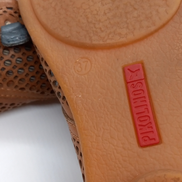 🔥OVER $100+ OFF!🔥37 6.5 7 PIKOLINOS LAZER CUT BROWN LEATHER RUBBER SOLE FLATS - Picture 12 of 16